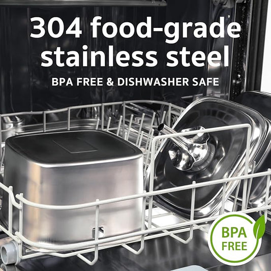 95oz/2.8L Stainless Steel Cat Water Fountain & Original Design 8 Pack Replacement Filters & Sponges Set (Silver)