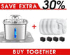 95oz/2.8L Stainless Steel Cat Water Fountain & Original Design 8 Pack Replacement Filters & Sponges Set (Silver)
